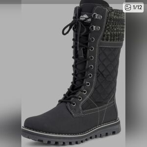 Polar Products Winter Snow Boots Women's Size 7 Black Quilted Lace Up Insulated.